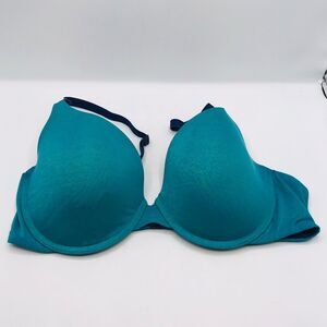 Victoria's Secret Uplift Semi Demi Bra Teal and Navy Blue 38D Underwire Lined